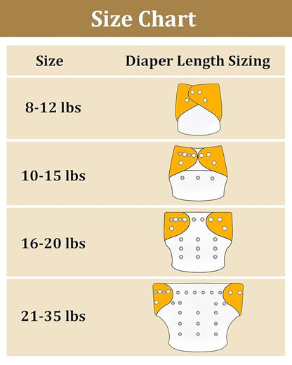 Babygoal Baby Reusable Neutral Cloth Diapers, One Size Adjustable Washable Pocket Nappy Covers 6 Pack+6pcs Rayon from Bamboo Inserts+Wet Bag