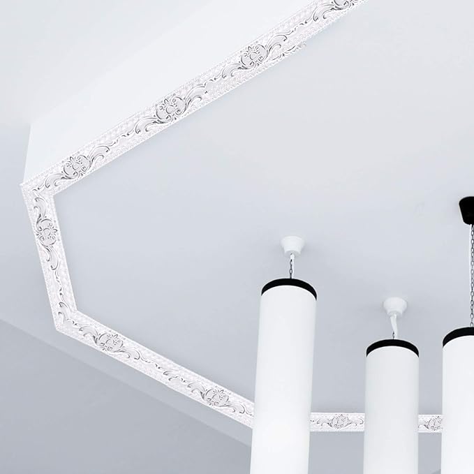 NeatiEase Flexible Molding Trim Wall Trim Self Adhesive, 16.4 Feet Peel and Stick Mirror Frame Border, Waterproof Bathroom Decor, Home Decor (Silver)