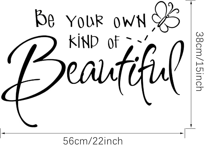 Inspirational Vinyl Wall Decals, Be Your Own Kind of Beautiful Quote Wall Sticker Wall Art Home Decor Wall Stickers for Living Room Bedroom Office Bathroom Girl Home Decoration (Butterfly)