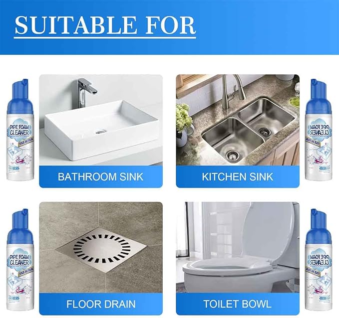 Powerful Drain Cleaner,Drain Cleaner Foam,Odor Eliminator,Foaming Drain Cleaner,Unclogs,Foam Sink Cleaner,Liquid Plumber Drain Cleaner,Clog Remover For Kitchen Drain,Sinks,Tubs (3 bottles)