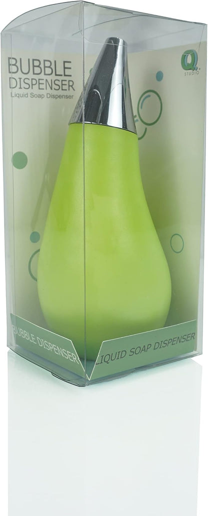 Kitchen Bathroom Counter top Squeezable Soap Dispensers Tear Drop Shape Bottle (Green, ~7oz)