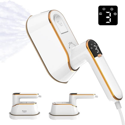 Portable Travel Steamer Iron for Clothes with LCD Display - 4 Mode Handheld Mini Clothing Steam Iron, 1200W Small Garment Steamer, Hand Held Fabric Steamer for Home, Dorm, Travel (120V ONLY)(White)