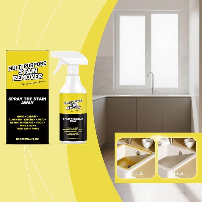 Multi Purpose Stain Remover, A powerful cleaner for kitchens, Kitchen Multi-purpose Foam Cleaner Spray, Fast Acting Cleaner for Kitchen Countertops, Floors, Toilets, Cars (3, 120ML)