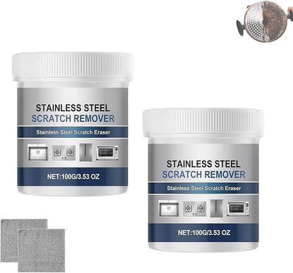 Stainless Steel Scratch Remover Kit, 100g/3.530z Rust Remover for Metal, Multi-purpose Powerful Rust Remover, Easy to Sprays, For Oven, Appliances, Sink, Cookware (2PCS)