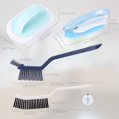 Cleaning Brush Set for Household Use, Scrub Brush, Bathroom Cleaning Brushes, Crevice Cleaning Brush for Bathroom, Floor, Tub, Shower and Kitchen Surface