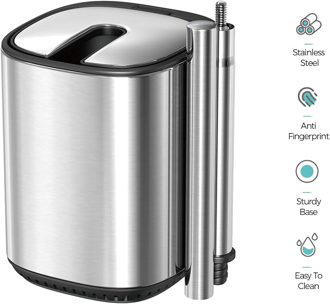 Toilet Brush and Holder Set Durable Toilet Scrubber Sleek Toilet Bowl Brush Stainless Steel Bathroom Toilet Brush Set with Lid Toilet Cleaning Brush 2 Pack