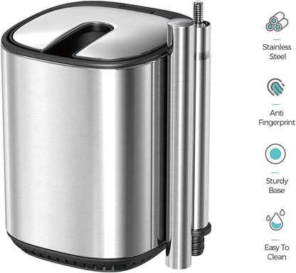 Toilet Brush and Holder Set Durable Toilet Scrubber Sleek Toilet Bowl Brush Stainless Steel Bathroom Toilet Brush Set with Lid Toilet Cleaning Brush 2 Pack