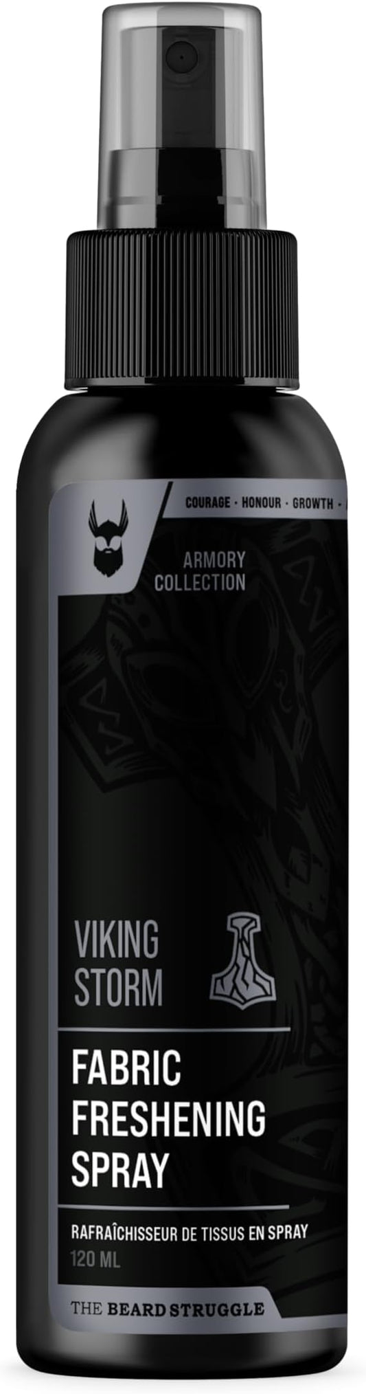 Fabric Freshener Spray by The Beard Struggle - Linen Spray Freshener for Cloths, Bed & Room Air Freshener - Odor Eliminator with Luxury Fragrance - Viking Storm, Silver Collection (120ml)