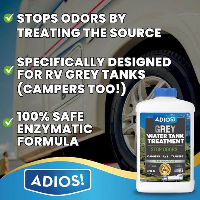 RV Grey Water Tank Treatment and Cleaner, Enzyme Deodorizer for Sink Drains for Camper Gray Tanks