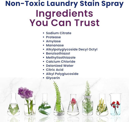 Truly Free Laundry Stain Remover Spray for Clothes - Removes Tough, Dried-In Stains on Whites & Colors -Natural Ingredients - Gentle Yet Powerful - Includes 3 oz Refill & Empty Refillable Bottle
