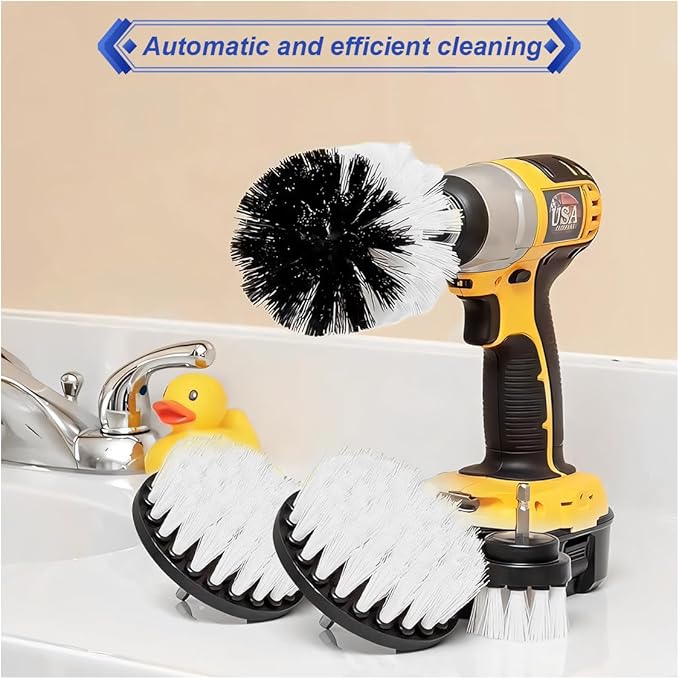 ZIMISI 4PCS Drill Brush Attachment Set, Mult-Purpose Car Wash Brush, Rotary Detailing Brush Set, Car Carpet Cleaner Brushes for Wheel, Grout, Shower, Bathroom, Floor (White)