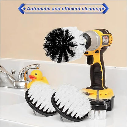 ZIMISI 4PCS Drill Brush Attachment Set, Mult-Purpose Car Wash Brush, Rotary Detailing Brush Set, Car Carpet Cleaner Brushes for Wheel, Grout, Shower, Bathroom, Floor (White)