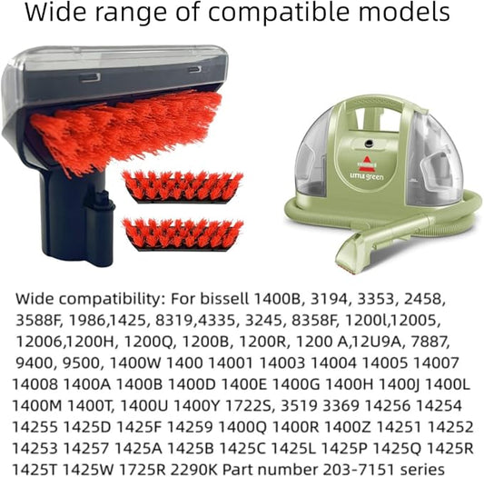 Upgraded 5.3in 1400B Little Green Machine Multi-Purpose Tools Brush detachable Replacement Parts Compatible with bissell 1400B 3194 3353 2458 3588F 1425 Tough Stain Brush Tool Attachments (Black 1+3)