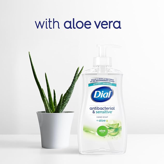 Dial Antibacterial Defense Liquid Hand Soap + Aloe, Aloe Scent, 11 Fl Oz (Pack of 12), Dermatologist-Tested Hand Wash, Gentle Formula