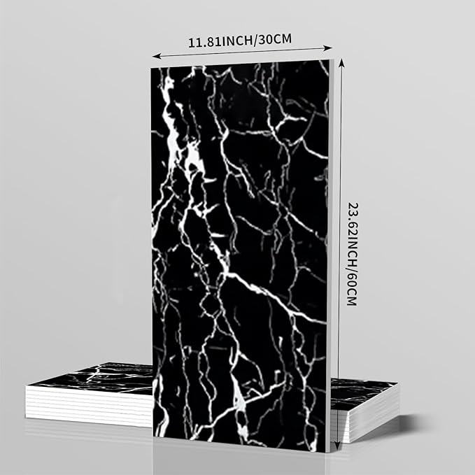 10-Sheet 23.6"x11.8" Marble Peel and Stick Wall Panels (19.4 Sq. Ft. Coverage), PVC Backsplash Tile for Living Room, Bedroom, Kitchen, Dining Room