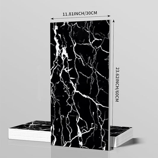 10-Sheet 23.6"x11.8" Marble Peel and Stick Wall Panels (19.4 Sq. Ft. Coverage), PVC Backsplash Tile for Living Room, Bedroom, Kitchen, Dining Room