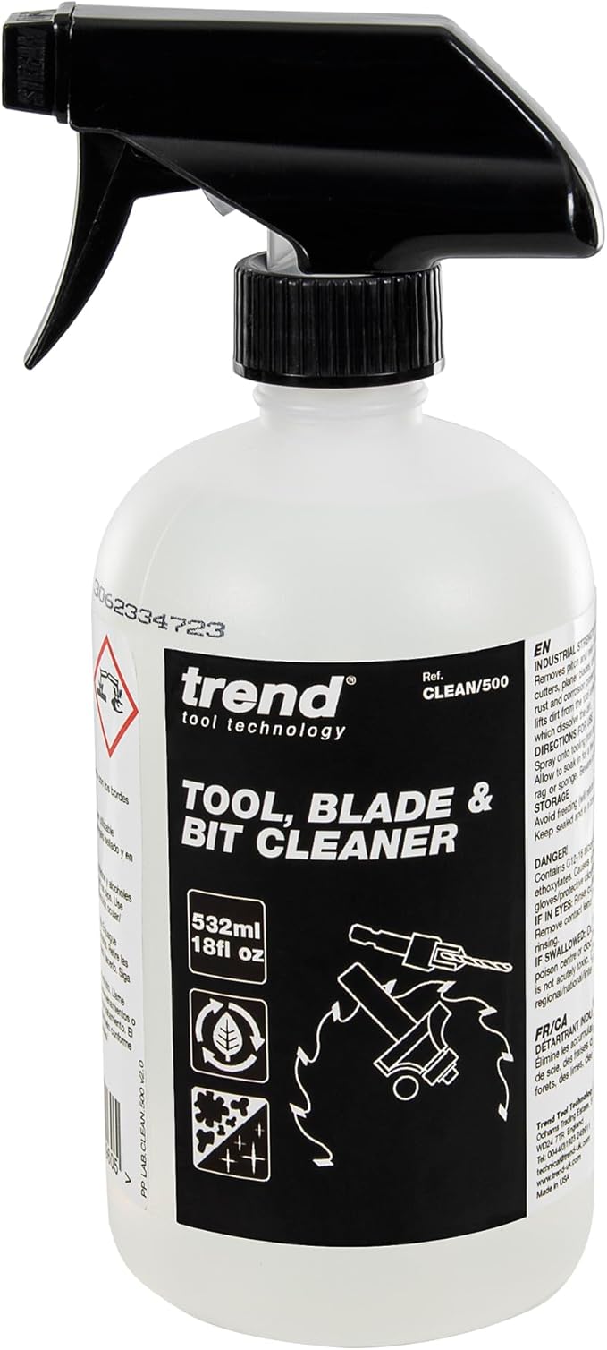 TREND Tool, Blade & Bit Cleaner, 18 fl oz, Resin, Pitch & Rust Remover, Safe Non-Toxic Formula for Workshop Tools, CLEAN/500