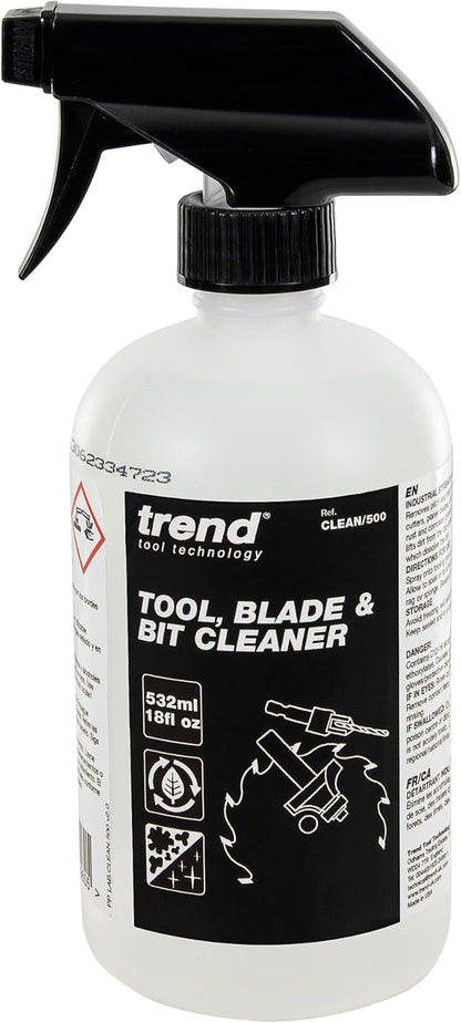 TREND Tool, Blade & Bit Cleaner, 18 fl oz, Resin, Pitch & Rust Remover, Safe Non-Toxic Formula for Workshop Tools, CLEAN/500