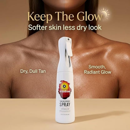 Nirvanta AfterBurn After-Shower Tan Recovery Spray – Continuous Moisturizing Body Mist with Aloe Vera & Botanical Extracts – Lightweight After Sun Hydration to Help Maintain Tan & Reduce Dryness