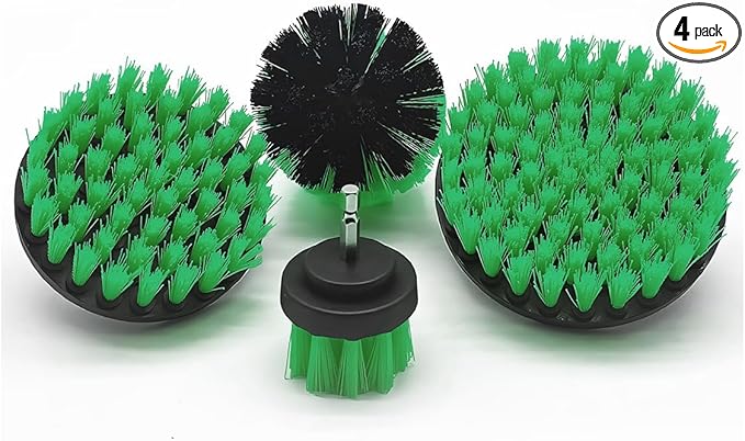 ZIMISI 4PCS Drill Brush Attachment Set, Mult-Purpose Car Wash Brush, Rotary Detailing Brush Set, Car Carpet Cleaner Brushes for Wheel, Grout, Shower, Bathroom, Floor (Green)