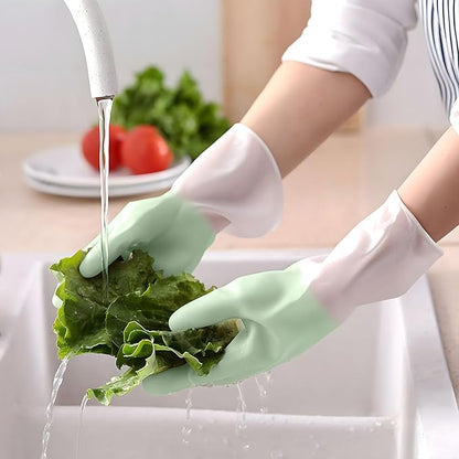 1 pair Reusable Household Gloves, Rubber Dishwashing gloves,Kitchen Cleaning, Working, Painting, Gardening, Pet Care