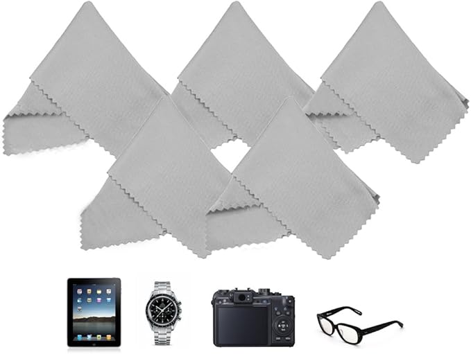 Eco-Fused Microfiber Cleaning Cloths - 12 Pack - for Cleaning Glasses, Spectacles, Camera Lenses, iPad, Tablets, Phones, iPhone, Android Phones, Laptops, LCD Screens and Other Delicate Surfaces