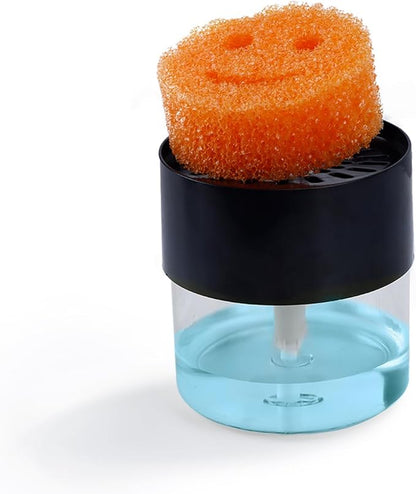 Soap Dispenser & Sponge Holder Compatible with Scrub Daddy Sponges - Kitchen Sink Pump Dispenser, Instant Refill, White