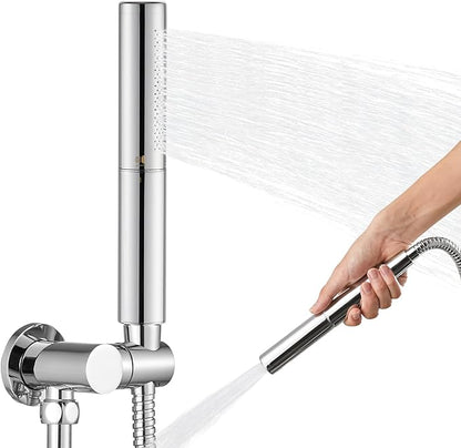 Heyalan Brass 2 in1 Function Handheld Spray Hand Shower High Pressure Handheld Sprinklert Shower Wand with Shower Hose and Adjustable Hand Shower Holder, Polished Chrome
