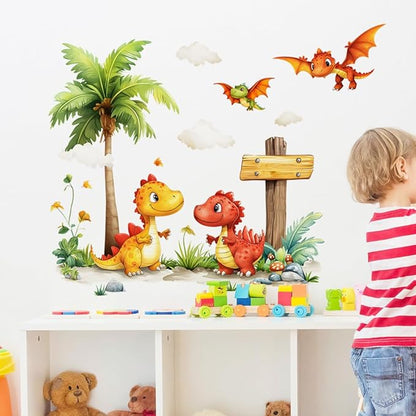 Wall Stickers Decals Kids Peel and Stick Removable for Nursery Kids Bedroom Living Room décor Boys Playroom (Little Dinosaurs)
