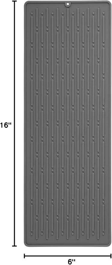 GeeRic Dish Drying Mats, Heat-resistant Silicone Mat for Kitchen Counter, Non-Slip Dish Dry Mat Dishwasher Safe Large, Gray