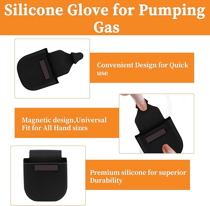 Reusable Gas Pump Glove, Silicone Gas Gloves for Gasoline Pump, Protects Hands From Dirty Pump Handles and Keyboards