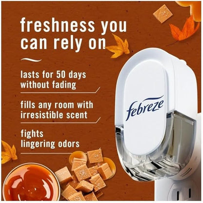 Feb-reze Plug Refill Odor-Fighting Air Freshener Sea Salt Caramel & Maple Scent, 3 Ct 0.87 fl oz Each