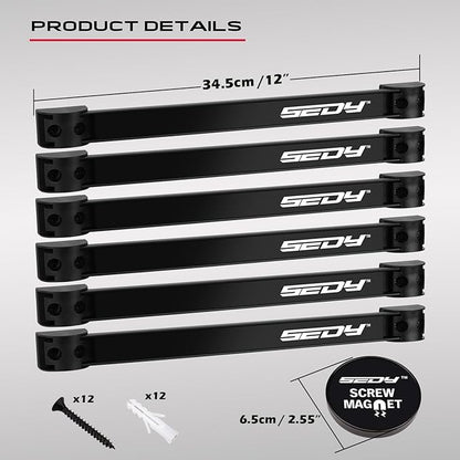 SEDY Magnetic Tool Holder Storage Organizer: 7-Piece Garage Wall Mount Rack Organization Strip Power Magnet Organizers Mounted Workbench Board Slatwall Van Hanger