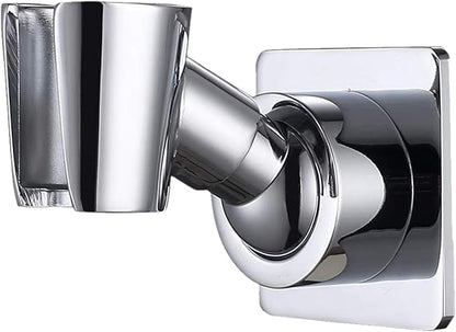 YDmeet Shower Head Holder, Adjustable Handheld Brass Shower Head Bracket, Wall Mount Holder, Drill Free Glue Installation (Polished Chrome)