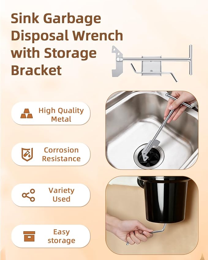 Garbage Disposal Wrench Tool& Garbage Disposer Unjamming Wrench - Universal Fit for Moen/Waste King/SinkErator | Easy Kitchen Sink Clog Unblocker
