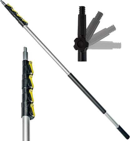 DOCAZOO DOCA Telescoping Pole 7-30 Ft - Extension Pole for Cleaning, Feather Duster, Window Washing Kit, Paint Roller, Window Squeegee - High Reach Extendable Kit for Indoor & Outdoor - Pole Only