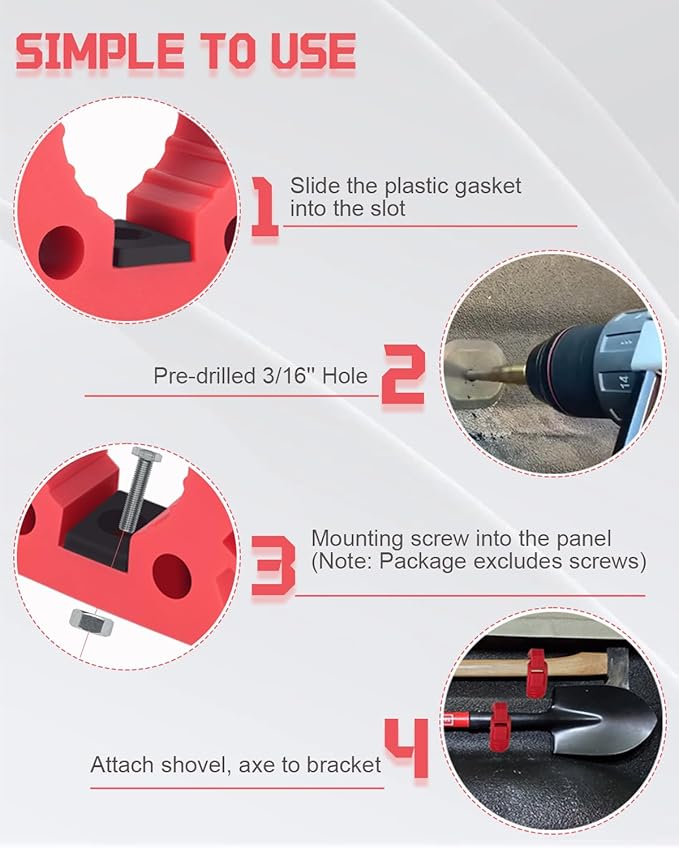 Shovel Holder, Axe Mount for Truck Roof Rack Clamp Rubber Shovel Holder Wall Mounts Offroad Shovel Mount Fits 1-1/7'' to 1-3/7'' Diameter Tool for UTV RV Pickup Truck Boat Utility Trailer 4X4 Parts