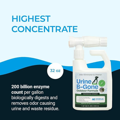 KINZUA ENVIRONMENTAL Urine B-Gone OD Professional Pet Urine Enzyme Cleaner, Pet Yard Odor Eliminator for Artificial Grass, Concrete & More, 32 fl oz
