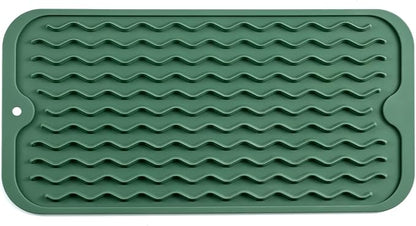 MicoYang Silicone Dish Drying Mat for Multiple Usage,Easy clean,Eco-friendly,Heat-resistant Silicone Mat for Kitchen Counter or Sink,Refrigerator or Drawer Liner Green S 12 inches x 6 inches