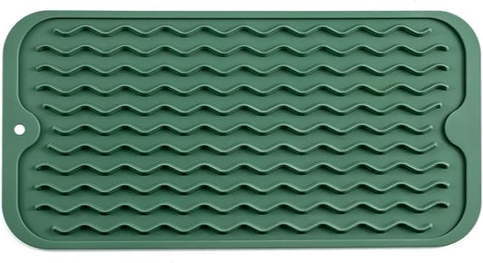 MicoYang Silicone Dish Drying Mat for Multiple Usage,Easy clean,Eco-friendly,Heat-resistant Silicone Mat for Kitchen Counter or Sink,Refrigerator or Drawer Liner Green S 12 inches x 6 inches