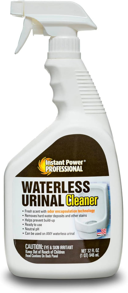 Instant Power Professional Waterless Urinal Cleaner – Removes Hard Water Deposits and Other Stains, Prevents Drain Buildup, Ready to Use, 32 Oz