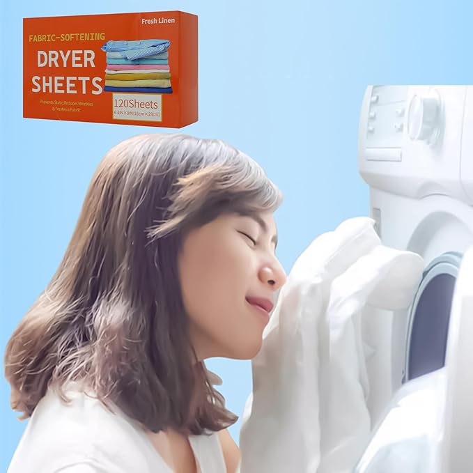 Softener Sheets - 120 Scented Fabric Softener Sheets, Long Lasting Laundry Dryer Sheet, Fresh Fragrance, Anti Static Fabric Care, Easy Use Household Laundry Solution | for apartment washer dorm bathr