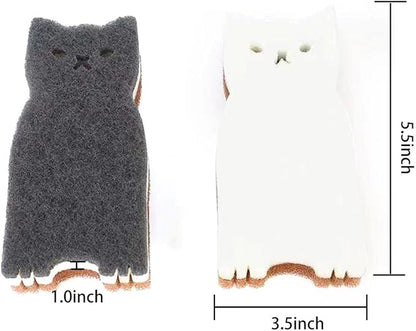 Kitchen Sponges Reusable, Cat Shape Dish Sponge for Washing Dishes, Non Scratch Sponges for Cleaning Dishwashing, Household Scrub Sponge Heavy Duty,4pack