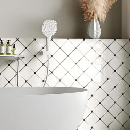 Chejiaye Peel and Stick Backsplash Tiles 10-Pack - White Geometric Self-Adhesive PVC Wall Panels, Waterproof Kitchen Backsplash Stick on Tile for Kitchen,Bathroom, Laundry Room Walls (11.8"x11.8")