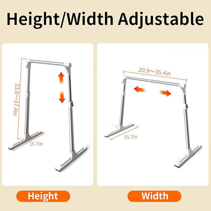 Foldable Adjustable Closet Rod,20.86-35.43in Width Aluminum Clothes Hanging Rod,Portable Drying Rack for Closet Storage RV Laundry Small Space,Tool-free installation,Heavy Duty Tension Rod