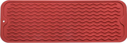 MicoYang Silicone Dish Drying Mat for Multiple Usage,Easy clean,Eco-friendly,Heat-resistant Silicone Mat for Kitchen Counter,Sink,Bar,Bottle,or Cup Red M 17 inches x 6 inches