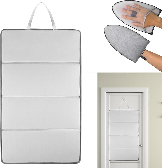 Over the Door Steaming Station With Ironing Gloves,Over The Door Steamer Pad,Steamer Board for Clothes,Portable Garment Steamer Pad, Ideal for Home and Travel