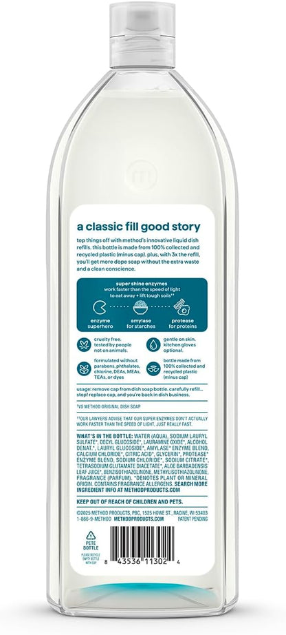 Method Super Shine Liquid Dish Soap Refill, Powered by Enzymes, Dewy Daze Scented, 48 fl oz