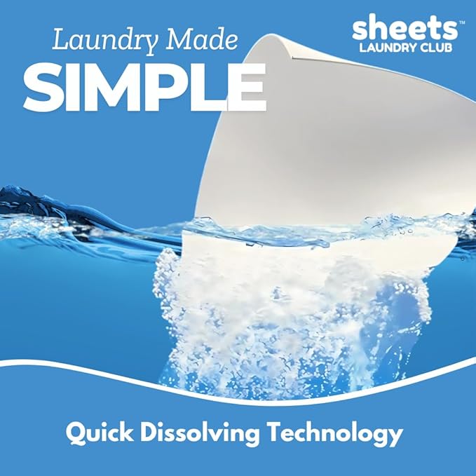 Sheets Laundry Club - Liquidless Laundry Detergent Sheets, 100 Loads - Fresh Linen Scent, Eco-Friendly, Quick-Dissolving Formula, Hypoallergenic, Septic Safe, Plastic-Free Packaging - 50 Sheets