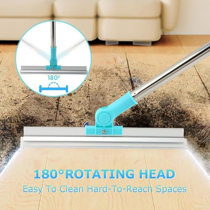 Carpet Rake for Pet Hair Removal, 1 Pet Hair Removal Tool with 2 Pet-Comb, 55” Reusable Dog-Hair Carpet Rake with Adjustable Long Handle, for Sofa, Couch, Car, Rug(Color:Blue)